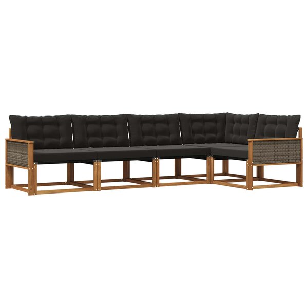vidaXL Ensemble de canapés d'extérieur 5 pc Naturel et noir