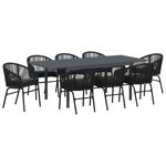 vidaXL Ensemble de salle à manger pour jardin 9 pc Noir polyrotin