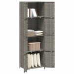 vidaXL Armoire de rangement jardin Gris 59x40x180 cm Résine tressée