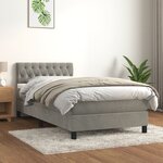 vidaXL Sommier à lattes de lit et matelas Gris clair 100x200cm Velours
