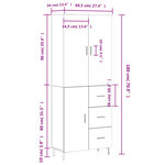 vidaXL Buffet haut Gris béton 69 5x34x180 cm Bois d'ingénierie