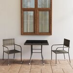vidaXL Ensemble à manger de jardin 3Pièces Résine tressée Anthracite gris