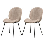 Lot de 2 chaises de salle à manger en velours avec base en métal chaise de loisirs rembourrée moderne chaise d’appoint pour chambre café 20_0008743