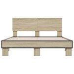 vidaXL Cadre de lit chêne sonoma 135x190 cm bois d'ingénierie et métal