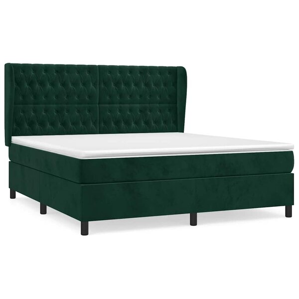 vidaXL Sommier à lattes de lit et matelas Vert foncé 160x200cm Velours