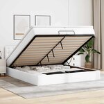 vidaXL Cadre de lit ottoman et matelas blanc pur 200x200cm similicuir