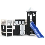 vidaXL Lit mezzanine enfants et tour sans matelas blanc noir 80x200cm