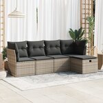 vidaXL Salon de jardin 5 Pièces avec coussins gris résine tressée