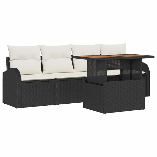 vidaXL Ensemble de canapé de jardin 5 Pièces Noir Poly rotin