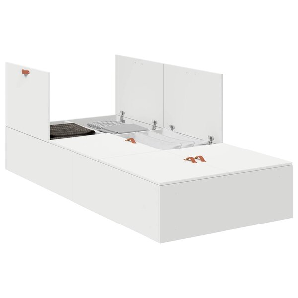 vidaXL Cadre de lit avec rangement Blanc 90 x 190 cm Bois d'ingénierie