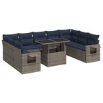 vidaXL Salon de jardin avec coussins 10 Pièces gris résine tressée acacia
