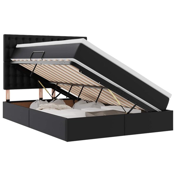 vidaXL Lit avec rangement et LED Noir 140 x 190 cm Simili cuir