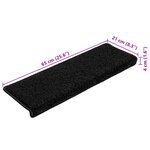 vidaXL Tapis d'escalier 10 pièces 65 x 21 x 4 cm Noir Bord rectangulaire