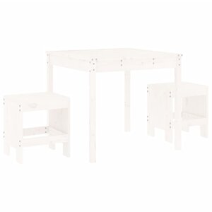 vidaXL Ensemble de bistrot de jardin 3 Pièces blanc bois de pin massif