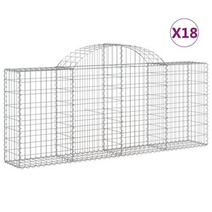 vidaXL Paniers à gabions arqués 18 Pièces 200x30x80/100 cm Fer galvanisé