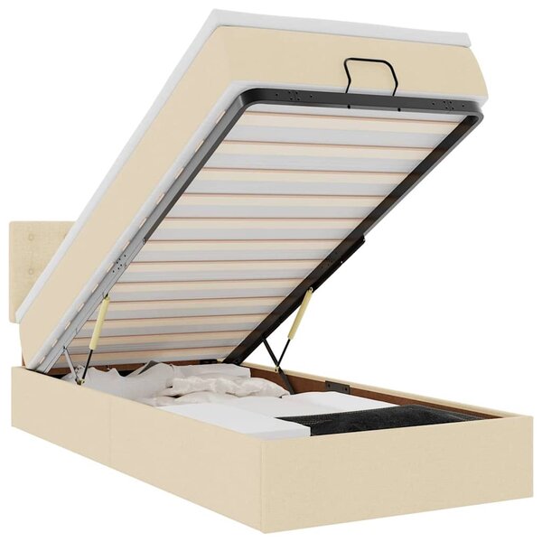 vidaXL Lit ottoman avec matelas et LED crème 90x200 cm tissu