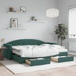 vidaXL Lit de jour avec gigogne et tiroirs vert foncé 80x200cm velours