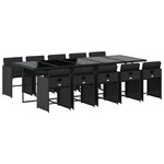 vidaXL Ensemble à manger de jardin 11 Pièces coussins noir résine tressée