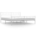 vidaXL Cadre de lit métal sans matelas et pied de lit blanc 193x203 cm