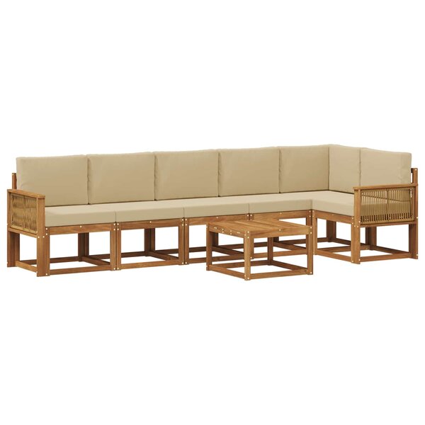 vidaXL Ensemble de canapés d'extérieur 7 pc Naturel et Beige Polyester