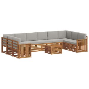 vidaXL Ensemble de canapés d'extérieur 11 pc Gris Naturel et Clair