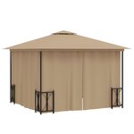 vidaXL Tonnelle avec parois et toit double 3x3 m Taupe