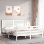vidaXL Cadre de lit avec tête de lit blanc 160x200 cm bois massif