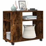 vidaXL Table d'appoint avec roues chêne fumé bois d'ingénierie