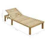 vidaXL Chaise longue avec coussin rouge Bois de pin imprégné