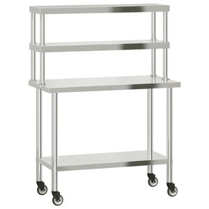 vidaXL Table de travail de cuisine avec étagère 110x55x150 cm inox