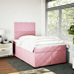 vidaXL Sommier à lattes de lit avec matelas Rose 120x200 cm Velours