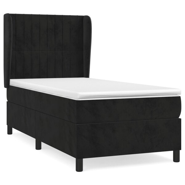 vidaXL Sommier à lattes de lit avec matelas Noir 90x200 cm Velours