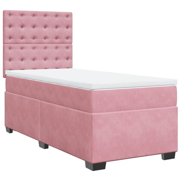 vidaXL Sommier à lattes de lit avec matelas Rose 90x190 cm Velours