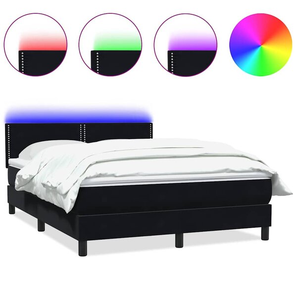 vidaXL Sommier à lattes de lit avec matelas noir 160x220 cm velours
