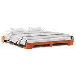 vidaXL Cadre de lit Marron cire 207 x 207 x 17 cm Bois massif en pin