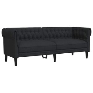 vidaXL Canapé Chesterfield 3 places noir tissu