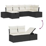 vidaXL Canapés de Jardin de 7 Pièces avec Coussins Noir en Rattan Synthétique