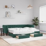 vidaXL Lit de jour avec gigogne et tiroirs vert foncé 80x200cm velours