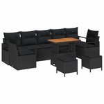 vidaXL Ensemble de canapé de jardin 10 Pièces Noir 90 x 55 x 71 cm