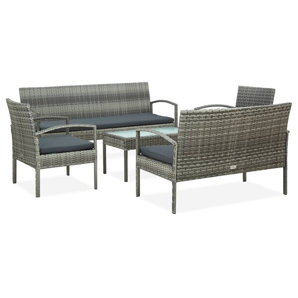 Salon de jardin meuble d'extérieur ensemble de mobilier 5 pièces avec coussins résine tressée gris 02_0016442