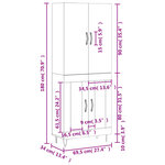 vidaXL Buffet haut Blanc 69 5x34x180 cm Bois d'ingénierie