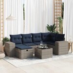 vidaXL Salon de jardin avec coussins 7 Pièces gris résine tressée