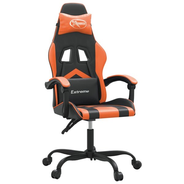 vidaXL Chaise de jeu pivotante Noir et orange Similicuir