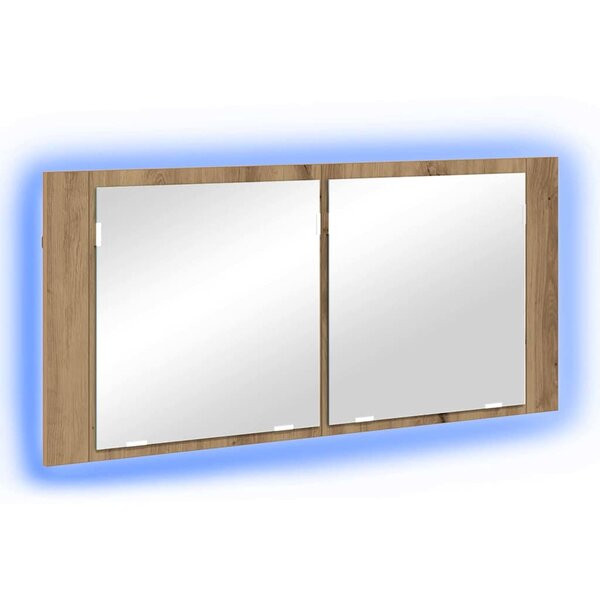 vidaXL Cabinet Miroir LED avec porte chêne artisanal 100 x 12 x 45 cm