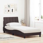 vidaXL Lit avec matelas Hanko marron foncé 80x200 cm tissu