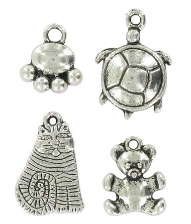 Charms Breloque en métal animaux Argenté 20 mm 4 pièces - MegaCrea DIY