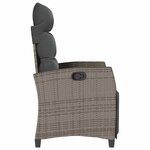 vidaXL Chaise de jardin inclinable avec table d'appoint gris polyrotin