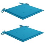 vidaXL Chaises Batavia lot de 2 et coussins bleus Bois de teck massif