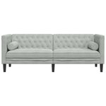 vidaXL Canapé Chesterfield avec traversins 3 places gris clair velours