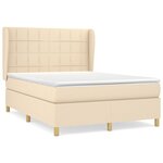 vidaXL Sommier à lattes de lit avec matelas Crème 140x200 cm Tissu